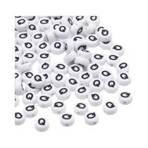Contas de Letras Acrílicas Redondas Brancas (7x4mm) - Espaçadores de Alfabeto (A-Z) para Acessórios