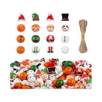 Contas De Madeira De Natal 48/80 Peças Papai Noel Homem De Gengibre Elfo DIY Guirlanda Pulseiras