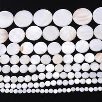 Contas De Madrepérola Redondas E Planas De 6-30MM Para Fabricação De Joias, Pulseiras E Colares DIY