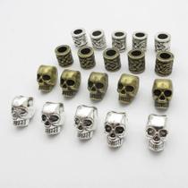 Contas De Metal Com Design De Caveira Punk, 20 Peças, Contas Grandes Com Furo Para Barba E Cabelo