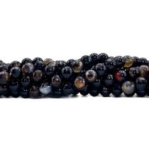 Contas de Pedra Ágata Negra - 8mm - Pistris Imports Contas de Pedra Ágata Negra - 8mm - Pistris Imports