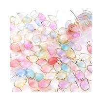 Contas De Pétalas De Flores Multicoloridas 50 Peças Amuletos Acrílicos De Borda Dourada Para Colar