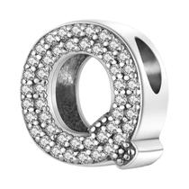 Contas de Prata 925 com Pingentes de Letras - Pulseira de Zircônia Cúbica (3mm) - Faça Você Mesmo