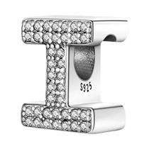Contas de Prata 925 com Pingentes de Letras - Pulseira de Zircônia Cúbica (3mm) - Faça Você Mesmo