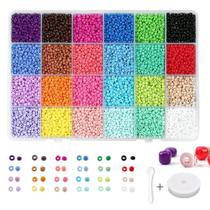 Contas De Semente De Vidro De Cores Opacas 3mm 24 Conjuntos Com 1 Rolo De Cordas Kit De Fabricação