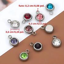 Contas De Strass De Aço Inoxidável De 6mm Em Cores Mistas, 20 Peças De Pingente De Cristal Para