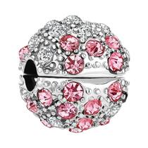 Contas De Vidro Murano Rosa Com Pingente De Coração Em Prata 925, Pulseira Com Pingente De Poção Do