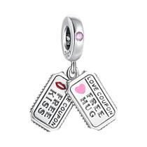 Contas De Vidro Murano Rosa Com Pingente De Coração Em Prata 925, Pulseira Com Pingente De Poção Do