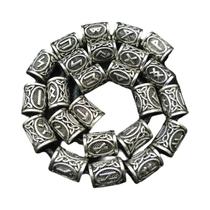 Contas Espaciadoras De Metal Em Forma De Runa Viking 24Pcs/Conjunto Para DIY Joias Trança De Cabelo