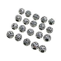 Contas Espaciadoras De Prata Tibetana Com Furo Grande 20pcs/Conjunto Para Acessórios De Pulseira E Contas Espaciadoras De Prata Tibetana Com Furo Grande 20pcs/Conjunto Para Acessórios De Pulseira E