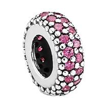 Contas Espaciadoras De Zircônia Rosa Brilhante Em Prata Esterlina 925 Para Pulseira Charmosa DIY