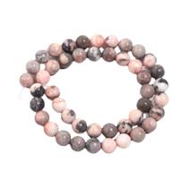 Contas Redondas De Ágata De Pedra Natural Fosca De Jaspe Zebra Rosa 1 Fio Para Fazer Joias Colar