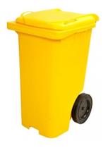 Conteiner Lixeira Plastica 120l Contentor Com Rodas Amarelo Conteiner Lixeira Plastica 120l Contentor Com Rodas Amarelo