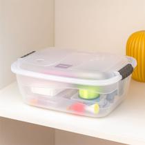 Contêiner Organizador de Plástico Baixo 10L Transparente com Tampa e Travas para Prateleiras Gavetas Escritório Cozinha