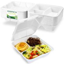 Contêineres Clamshell To Go BIRCHIO 75, pacote com 3 compartimentos, 20x20cm Contêineres Clamshell To Go BIRCHIO 75, pacote com 3 compartimentos, 20x20cm