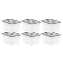 Contêineres de armazenamento Amazon Basics, pacote de 19 litros com 6 Contêineres de armazenamento Amazon Basics, pacote de 19 litros com 6