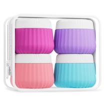 Contêineres de viagem Mrsdry para produtos de higiene pessoal, pacote com 4 unidades com bolsa transparente Contêineres de viagem Mrsdry para produtos de higiene pessoal, pacote com 4 unidades com bolsa transparente