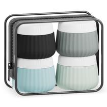Contêineres de viagem Mrsdry para produtos de higiene pessoal, pacote com 4 unidades com bolsa transparente Contêineres de viagem Mrsdry para produtos de higiene pessoal, pacote com 4 unidades com bolsa transparente