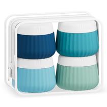 Contêineres de viagem Mrsdry para produtos de higiene pessoal, pacote com 4 unidades com bolsa transparente Contêineres de viagem Mrsdry para produtos de higiene pessoal, pacote com 4 unidades com bolsa transparente