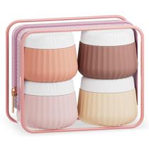 Contêineres de viagem Mrsdry para produtos de higiene pessoal, pacote com 4 unidades com bolsa transparente Contêineres de viagem Mrsdry para produtos de higiene pessoal, pacote com 4 unidades com bolsa transparente