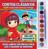 Contos Clássicos - Livro Para Pintar 2 Em 1 - Aquarela 10 Cores - Chapeuzinho Vermelho e Pinóquio