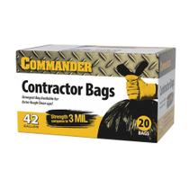 Contractor Bags Commander 42 galões 11,4 kg, 3 ml, pacote com 20