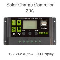 Controlador de carga solar 20A LCD automático 12V/24V