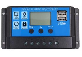 Controlador de Carga Solar 30A LCD 12V/24V C/ USB C/ Ajustes