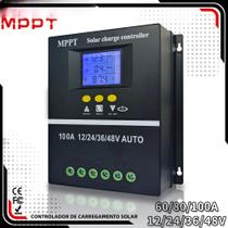 Controlador De Carga Solar MPPT 100A 80A 60A 12V 24V 36V 48V Regulador De Bateria Dual USB Para