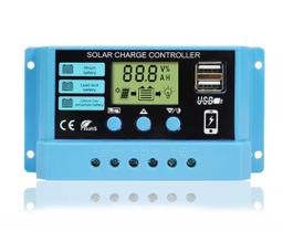 Controlador De Carga Solar PWM 30A 12/24V Visor LCD Com USB