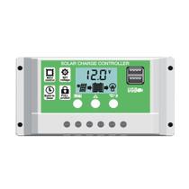 Controlador De Carga Solar PWM 30A 20A 10A 12V 24V Auto Dual USB Regulador De Bateria De Lítio E