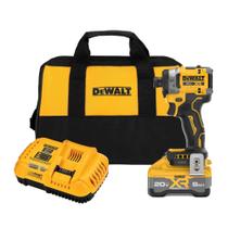 Controlador de impacto sem fio DEWALT 20V MAX XR 1/4 de polegada com bateria de 8AH