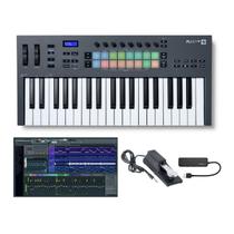 Controlador de teclado MIDI Novation FLkey 37 com pacote de pedal Controlador de teclado MIDI Novation FLkey 37 com pacote de pedal