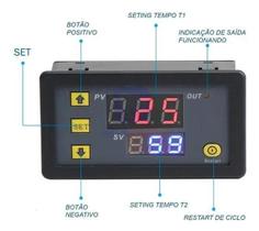 Controlador de Tempo LED Display W3230 110/220V 10A 20A