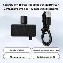 Controlador De Velocidade PWM USB Tipo-C DC12V Para Ventilador De 4 Pinos, DIY, Refrigeração a Água,