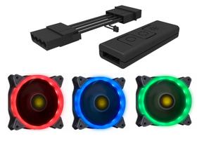 Controlador Led Rgb + 3 Cooler Fan P/ Gabinete 120mm 3 Cores
