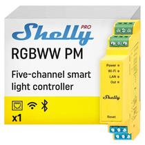 Controlador LED Shelly Pro RGBWW PM WiFi e LAN com Medidor de Energia Controlador LED Shelly Pro RGBWW PM WiFi e LAN com Medidor de Energia