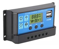 Controlador Regulador de carga p/ Placa solar painel 12v/24v 30a c USB - Solartech