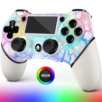 Controlador sem fio AceGamer para PS4 branco com luz RGB