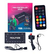 Controladora Gamer Para Cooler Round5 PWM e ARGB Hub Com Controle Preto