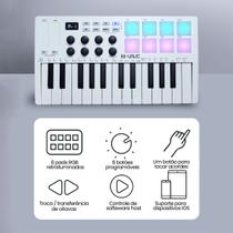 Controladora Teclado Midi 25 Teclas Piano 8 Pads Retroiluminados Mini M-vave Usb Teclas Sensitivas
