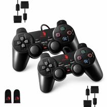 Controle com fio Digital Dynasty para PS2, kit com 2 unidades, vibração dupla Controle com fio Digital Dynasty para PS2, kit com 2 unidades, vibração dupla