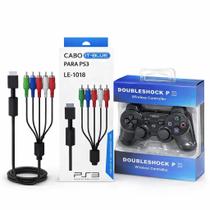 Controle Compatível Ps3 Wireless Bluetooth Preto + Cabo Componente