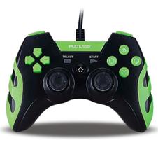Controle gamer multilaser com fio, ps3 pc, preto verde js091
