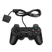 Controle joystick com fio Double motor Vibration 2 Playstation 2 Wireless controller preto