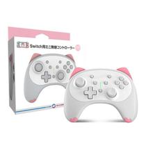 Controle line kitten nintendo switch branco e rosa pc gamer