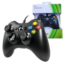 Controle Manete Compatível com Console Xbox 360 Slim X360 e Pc/Computador Joystick Com Fio USB - Preto