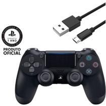 Controle Original Sony PS 4 Preto Black Dualshock 4 + Cabo de Carregamento