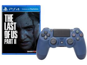 Controle para PS4 e PC sem Fio Dualshock 4 Sony - Midnight Blue + The Last of Us Part II para PS4