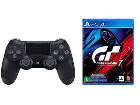 Controle para PS4 e PC Sem Fio Dualshock 4 Sony - Preto + Gran Turismo 7 para PS4